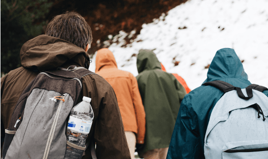 Travelers on mountain